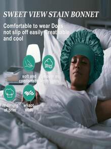 Customized Wide-Banded High Elasticity Satin Sleep Cap, Ladies Beauty Hair Care Treatment Cap, Postpartum & Chemotherapy Cap, Hair Drying Cap Back To School - Multicolor - View 4