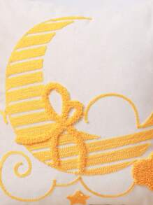 1 件斋月装饰抱枕套，绣有月亮和星星图案，毛绒面料 - 黃色 - 查看 5