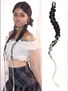 30 英寸编织直发和卷发马尾辫接发，配有柔软合成发带，适合日常使用