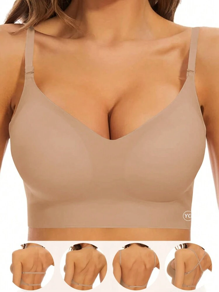 1 pezzo Reggiseno estivo da donna convertibile in 3 modi con schiena scoperta e invisibile - Caffè Marrone - Visualizzare 2