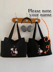 Customized Shoulder Tote Bags A To Z Initials Gold Letter Pattern Canvas Shopping Bag Personal Tailor Women's Large Capacity Organizer Shoulder Bags Grocery Handbags Personalized Reusable Storage Bag Custom Name Pattern Commute Canvas Bag Travel Picnic Bag Beach Ba, Portable, Multifunction, Versatile, Large Capacity, All-Purpose, Colorful, Cute, Adorable, Kawaii, Y2K, Vacay Vibes/Vacation, Leisure, Commuting, Business Casual, Girlfriend, Boyfriend, Family, Friends, For Outdoors/Outings/Travel/Hiking/Stadium/Sports/Climbing, For Business/Commute/Work/Office, Vacation