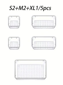 1 件/5 件套透明抽屉化妆品收纳盒、口红香水架、梳妆台护肤品收纳盒、多尺寸组合乳液样品收纳盒，适用于化妆品、浴室、办公用品、厨房用具、度假海滩、浴室收纳、卧室收纳，大容量