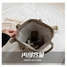 "LOGOMG" Corduroy Crossbody And Shoulder Bag For Women - 卡其色 - 查看 4