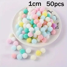 50 pièces/paquet, 1/1,5/2/2,5/3cm Pompons de couleur bonbon, haute élasticité - pour l'artisanat DIY, pompons colorés, cadeaux de fêtes, accessoires de cheveux, vêtements, rideaux, décorations de porte, art textile doux pour la décoration murale de la maison, décorations de fête