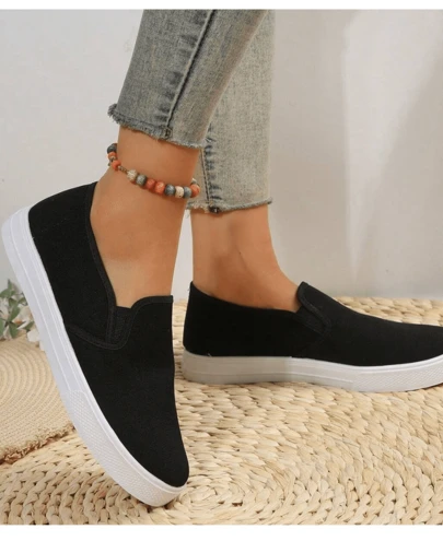 Zapatillas de Lona para Parejas con Suela Confort 2025: Estilo Elegante, Versatilidad y Comodidad para el Uso Diario en Colores Blanco y Negro