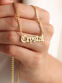 18K Gold Personalized Name Necklace With Cuban Chain, Custom Gothic Style Name Necklace, Birthday Gift, Christmas Gift, Gift For Mom - Multicolor - View 4