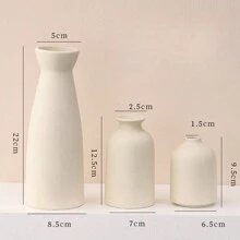 1-3pcs Ceramic Vase Set, Trumpet Mouth Design With Wide Body, Suitable For Flower Display, Living Room Decor, Corner Display, Dining Table Center Piece, Compatible With Dried Flowers, Modern Scandinavian Style Frosted Exhibition Vase, Multiple Colors Available Gifts Birthday Graduation Home Decor Flower Vase Glass Vase