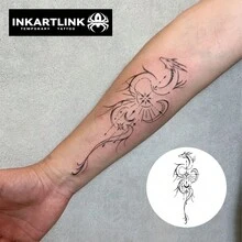 INKARTLINK Innovative Tattoo Technology - Semi-Permanent Tattoo, Dragon Design, Realistic Tattoo, Heart-Stirring Tattoo, Temporary Tattoo, Waterproof, Authentic Tattoo Look, Niche Design Tattoo, Fruit Juice Tattoo, Botanical Tattoo - Black - View 2