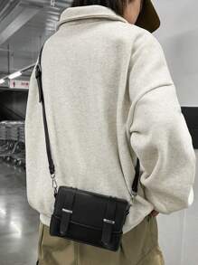 peach tree 1pc Adjustable Strap Solid Color Flap Cover Casual Retro Crossbody Bag, Lightweight Water-Resistant PU Mini Messenger Bag For Men, Business Daily Wear Sling Bag Mini Bag Small Bag For Men Body Bag For Men Mobile Phone Bag Side Bag Pouch Festival Valentine's Day Valentine'S Day