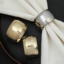 10 piezas Anillos para servilletas de metal elegantes con textura de piedra en forma de tambor, aptos para decoraciones de hotel, boda y festival - Multicolor - Ver 5
