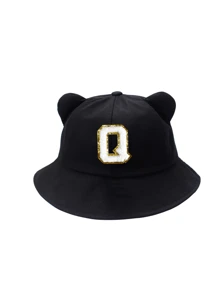 1 件小耳朵婴儿字母渔夫帽，时尚百搭，适合男孩和女孩春夏日常户外使用，可作为礼物。 - 黑色 - 查看 29