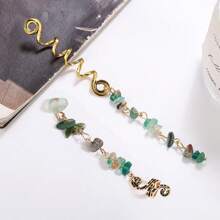 6 stuks natuurstenen hanger spiraal slangvormige haarspoel dreadlock kralen met haak boho