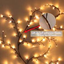 1 PC 96 LED 6Ft Flexible Brown Vine Bendable Willow Fairy Lights With 8 Modes Twinkle Artificial Tree Branches For Wall Tabletop Stairs Wedding Party Decorations USB Powered For Indoor Room Home Decor ,With 20 Fixed Buckles- Perfect For Bedroom, Party, And Holidays  Decorations - Plastic Lamp Shade, Low Voltage Operation