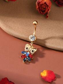 1 pièce anneau de nombril en acier inoxydable 316L avec zircone cubique en différents styles : tournesol, cerise, cœur, hibou, ours plaqués. Bagues de piercing de nombril pour femmes. Parfait pour les fêtes de tous les jours, les festivals et les cadeaux de la Saint-Valentin. 10 mm argenté/doré