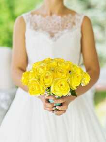 1 Bouquet 18 Heads 17 Inch Realistic Fake Flowers Fake Roses Wedding Bouquet Home Decor For Outdoors Fake Bouquet Faux DIY Wedding Bouquets Red Bridal Shower Centerpieces Arrangements Party Tables Decorations,
