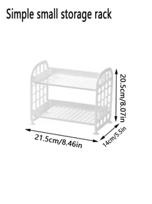 1 Multi-Tier Desktop Storage Organizer Rack, Bedside Bookshelf, Student/Office Computer Desk Supplies Makeup Cosmetic Display Shelves, Suitable For Dorm, Bathroom, Kitchen, Bedroom, Desktop Organization - White - View 7