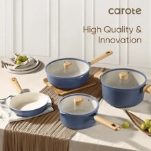 Carote Nonstick Cookware Sets, 15 Pcs Granite Non Stick Pots And Pans Set, Induction Cookware, Blue - Màu xanh lam - Xem 7