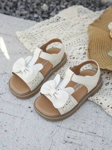 1 Pair Cute Bunny Ear Decor Beige Flat Sandals, Suitable For Summer - Beige - View 6