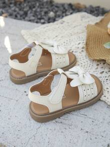 1 Pair Cute Bunny Ear Decor Beige Flat Sandals, Suitable For Summer - Beige - View 2