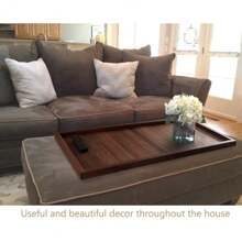 Bandeja de madera de nogal negro extra grande y extra larga de 40 x 20 pulgadas, para servir té, café, decorativa clásica de madera de nuez para la bandeja de servir - 40x20 pulgadas - Ver 4