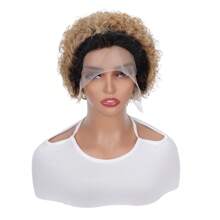 6inch Pixie Cut Wig Human Hair Curly 13x1 Lace Wig Transparent HD Lace Frontal Wigs Short Bob Wig For Women 1B 27 Honey Blonde Colored Wigs - Trendy Color - View 3