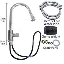 Stainless Steel Gun Gray Kitchen Sink Pull-Out Faucet Household Sink Sink Rotating Hot And Cold - Silver - View 3