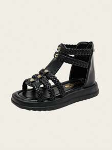 Nuevas sandalias de moda para niños, sandalias romanas de plataforma con tachuelas para primavera/verano para niñas, zapatos casuales para niños pequeños y jóvenes, zapatos de playa antideslizantes