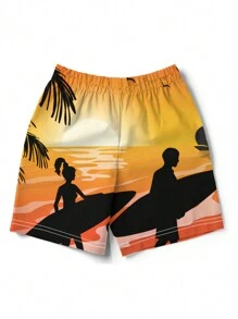 Men's 3D Summer Surfing Printed Beach Shorts - Multicolor - View 2