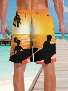 Men's 3D Summer Surfing Printed Beach Shorts - Multicolor - View 4