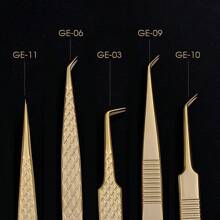 FADVAN Fadvan 1pc Eyelash Extension Tweezers With Fiber Tips Golden Stainless Steel High Precision Tweezer For Volume Fans Makeup Tools