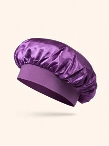 1pc Silk Bonnet For Sleeping Women Double Layer Satin Lined Hair Bonnets For Sleeping Soft Elastic Band Silk Sleep Cap For Curly Hair