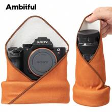 1 pièce Tissu pliable adhésif magique de 45 cm / 17,7 pouces avec 100 autocollants d'appareil photo. Doublure de sac pour caméra micro-simple, iPad, appareil photo reflex