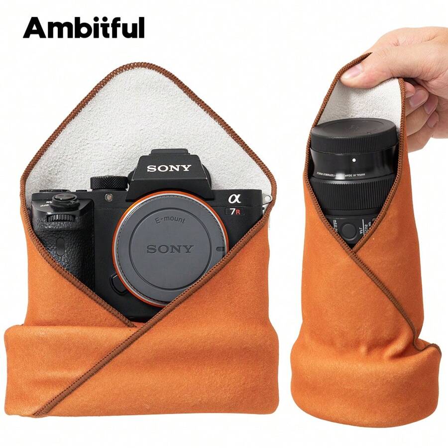 1 pièce Tissu pliable adhésif magique de 45 cm / 17,7 pouces avec 100 autocollants d'appareil photo. Doublure de sac pour caméra micro-simple, iPad, appareil photo reflex