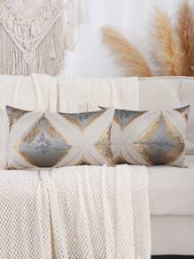 1pc Golden Thread Geometric Jacquard Pillowcase