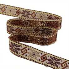 2.4cm Width Vintage Colorful Geometric Jacquard Embroidered Ribbon For Sewing Accessories Gift Wrapping DIY Crafting