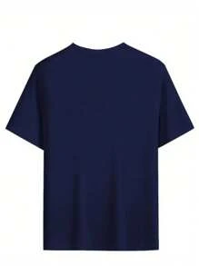 Men's T-Shirt AIRPLANE 100% Cotton Short Sleeve Round Neck Printed - 藏蓝色 - 查看 2