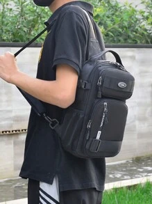 新款大容量男士胸包 多功能斜挎包 牛津布手提包 旅行後背包 旅行必備 度假必備包 男士腰包 夏季返校運動生活 春季學習用品腰包 - 灰色 - 查看 6