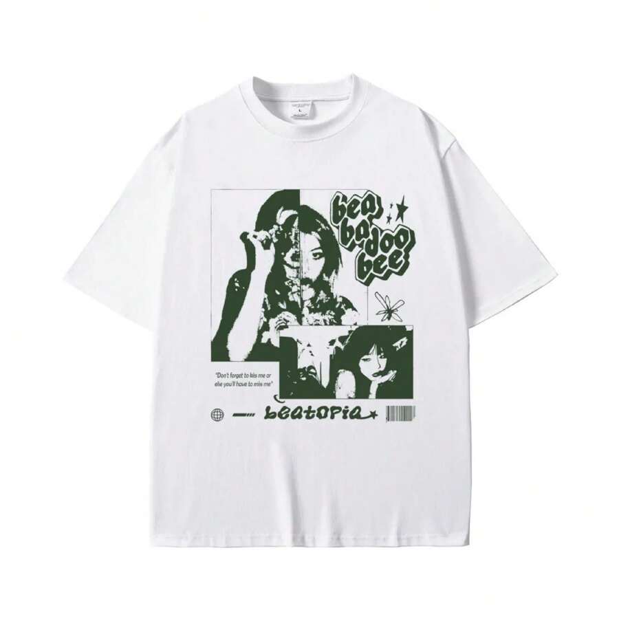 Limited Beabadoobee Beatopia Inspired Album T-Shirt Men Women Fashion Oversized Short Sleeve Summer Male Vintage Causal Tshirt - 白色 - 查看 1