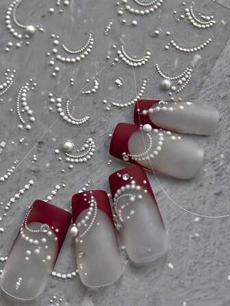 1 st 5D retrostil japanska vita pärlor Crystal Line Dekaler Nail Art dekoration klistermärken DIY