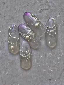 1pc 5D Retro Style Japanese White Pearl Crystal Line Decals Nail Art Decoration Stickers DIY Nails Nail Supplies - White - View 7