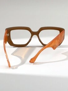 1pc Women's Square Leopard Print Vintage Fashion Clear Lens Glasses, Suitable For Daily Decoration, Shopping, Photography - màu nâu - Xem 3