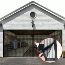 1pc Premium Magnetic Garage Screen Door - Seamless Closure, Weatherproof Mesh, Tool-Free Installation, Full-Frame Hook & Loop Design, Classic Style, Perfect Insect Barrier For Home - Black - View 11