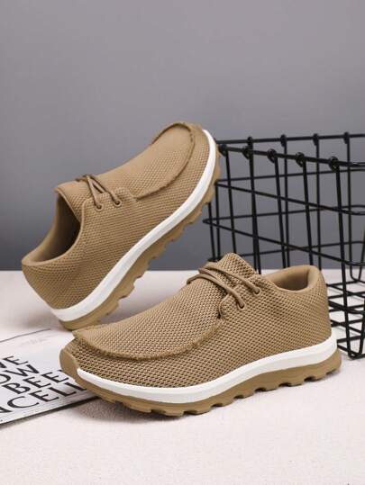 男士休闲鞋 乐福鞋 户外健身鞋 柔软舒适步行鞋 户外透气轻便船鞋 防滑平底鞋 旅行鞋 卡其色