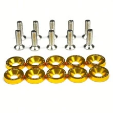 1 Set (20pcs Total) Includes 10pcs M6 Aluminum Alloy Polished Flat Washers And 10pcs Bolts, Bumper & Engine Recessed Screws For Car Styling Plate Installation And Decoration - one-size - View 17
