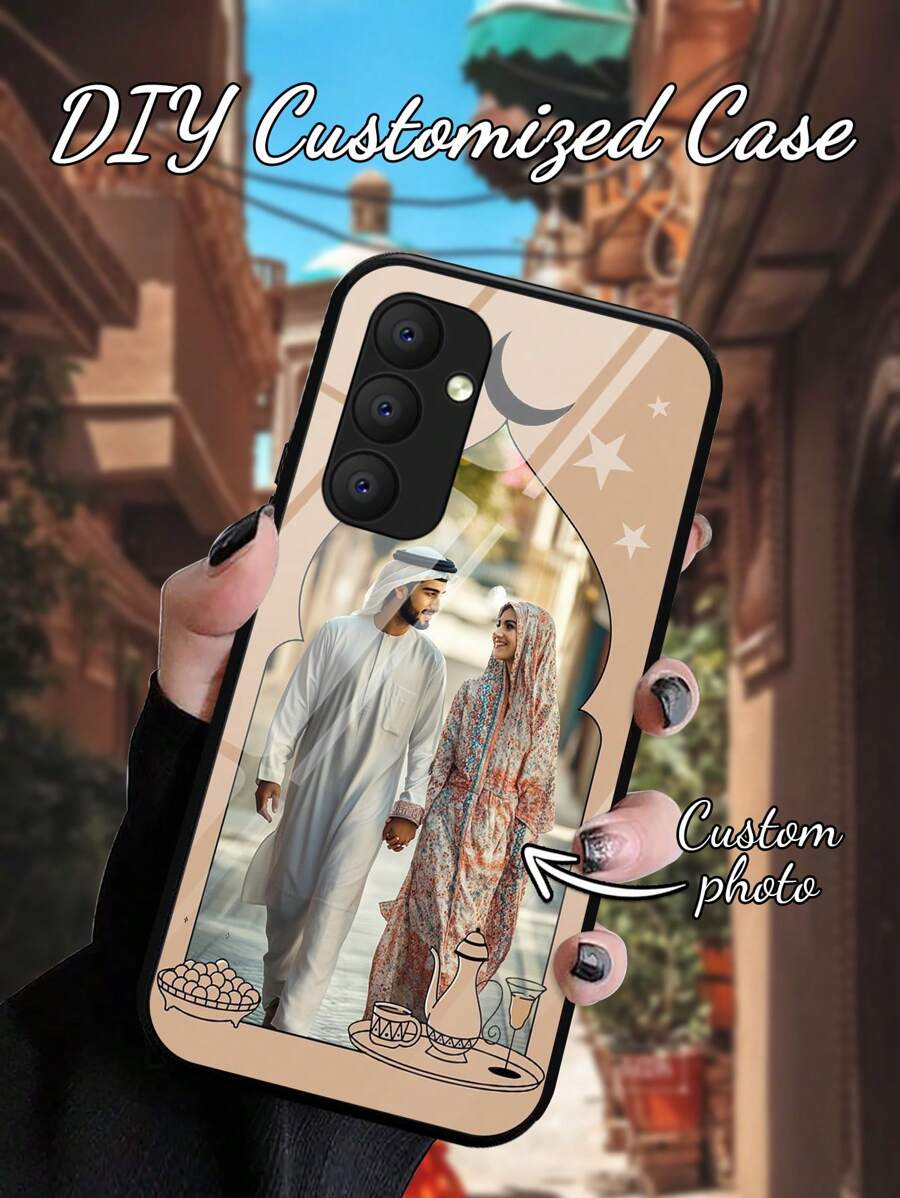 1pc Customized High-Definition Glass Phone Case Compatible With Samsung S24/S24 Plus/S24 FE/S24 Ultra/S25/S25 Plus/S25 Ultra And Other Models - Black - View 1