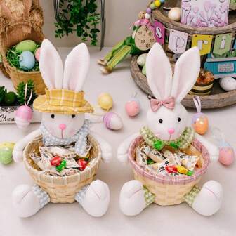 With A Diameter Of 16 Cm. [Full Of Fun! The Cute Easter Rabbit Wicker Storage Basket Can Also Be Used As An Egg Storage Container.]Specially Designed For Easter, It Adds A Joyous Atmosphere To The Festival And Is The Perfect Choice For Easter Decorations.