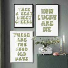 Take A Seat Sweet Cheeks 鼠尾草绿色印刷品、有趣的浴室墙壁艺术海报、我们有多幸运墙壁艺术印刷品、鼠尾草绿色复古美学海报、这些都是美好的旧时光鼠尾草绿色墙壁艺术印刷品、复古美学海报、可爱的家居装饰、无框架