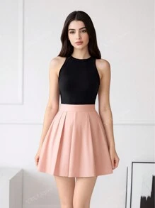 Top da donna senza maniche per fitness - Canotta aderente monocromo, stile casual per indossare sopra o come intimo