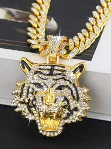 3D 老虎吊坠项链，展现皇家风采，嘻哈链，3D 立体效果，百兽之王，闪闪发光，镶有钻石，各种款式适合不同场合，链，奢华设计，圣诞节，新年，情人节，节日礼物 - 多色/多款 - 查看 12