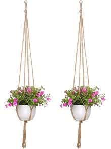 1/2/4PCS Brown Planter Hanging Rope, Tasseled Plant Hangers, Planter Stands - Indoor Balcony Stands, Outdoor And Garden Supplies - Multicolor - View 2